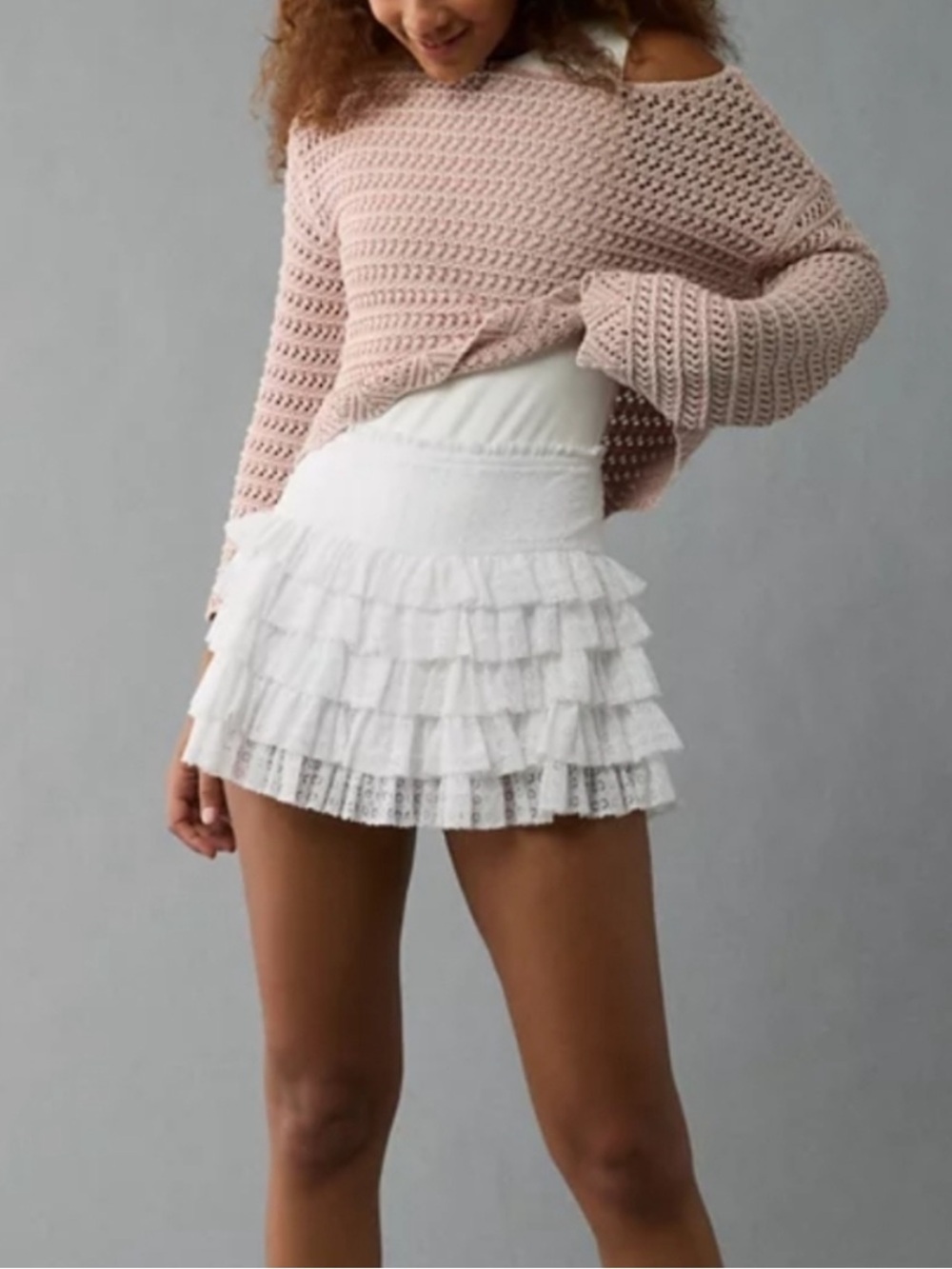 AMERICAN EAGLE Ballet Neck Open Knit Sweater Medium - Picture 3 of 8